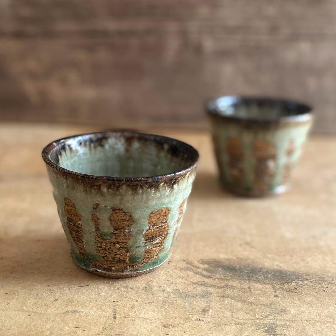 松浦コータロー 紅安南 そば猪口 2点 松浦コータロー 紅安南 そば猪口 2点 松浦コータロー さん 八角形の虎と